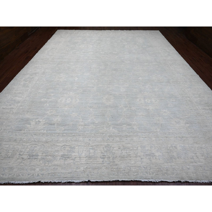 11'10" x 15'3" New Hand Knotted Grey Wool Rectangle Oriental Rug - MOA10220366