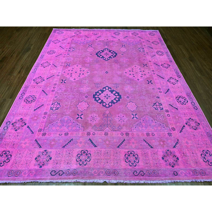 7'11" x 9'7" New Hand Knotted Pink Wool Rectangle Oriental Rug - MOA10220401