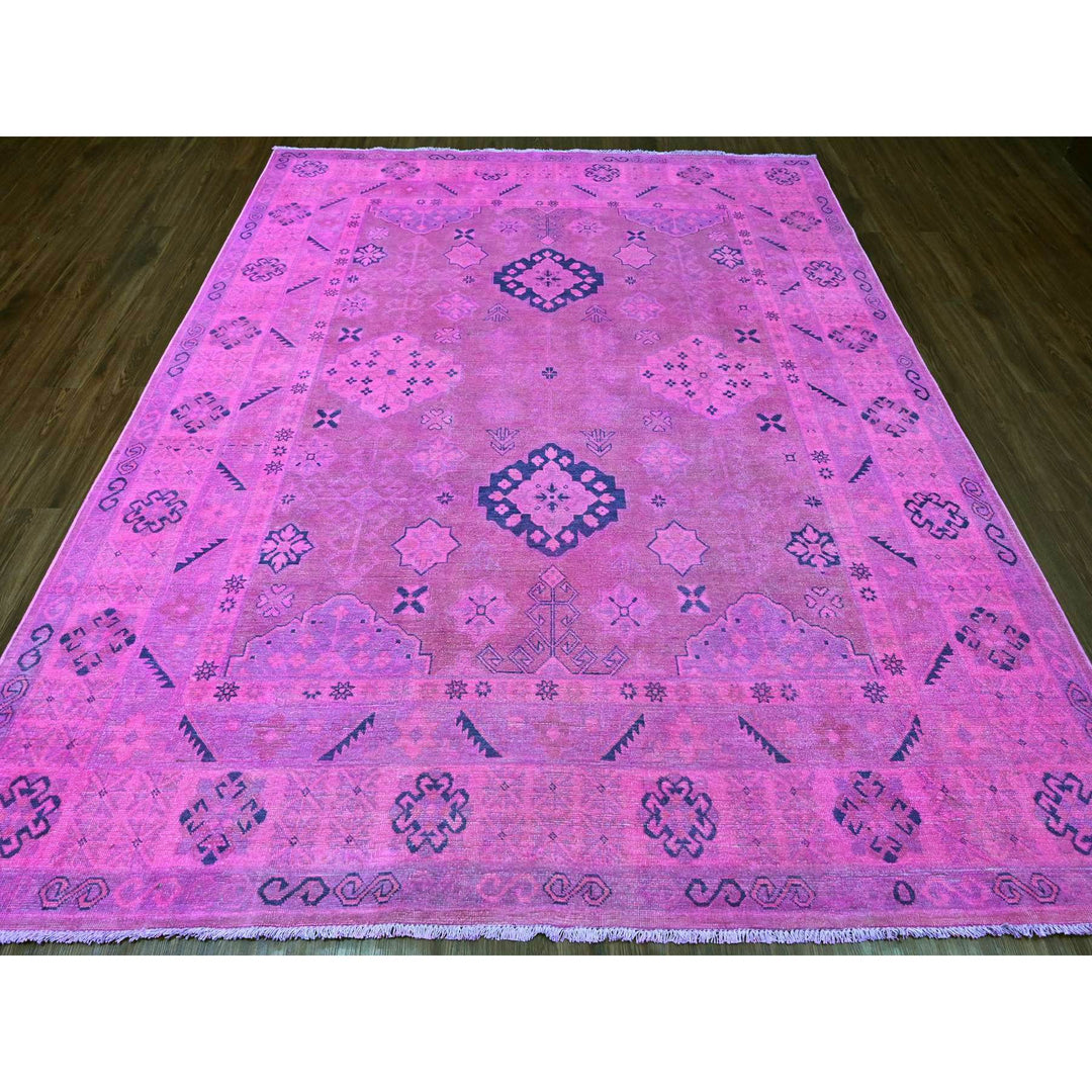 7'11" x 9'7" New Hand Knotted Pink Wool Rectangle Oriental Rug - MOA10220401