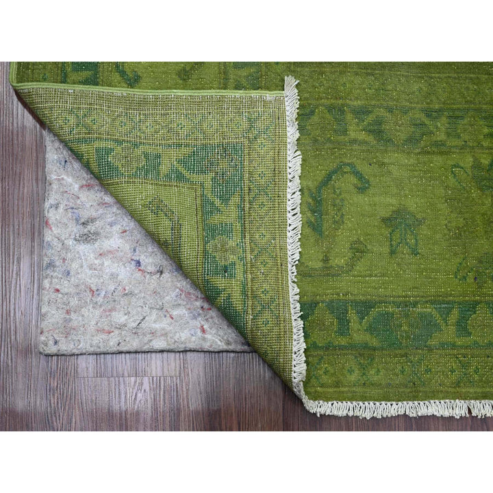 7'11" x 9'6" New Hand Knotted Green Wool Rectangle Oriental Rug - MOA10220403