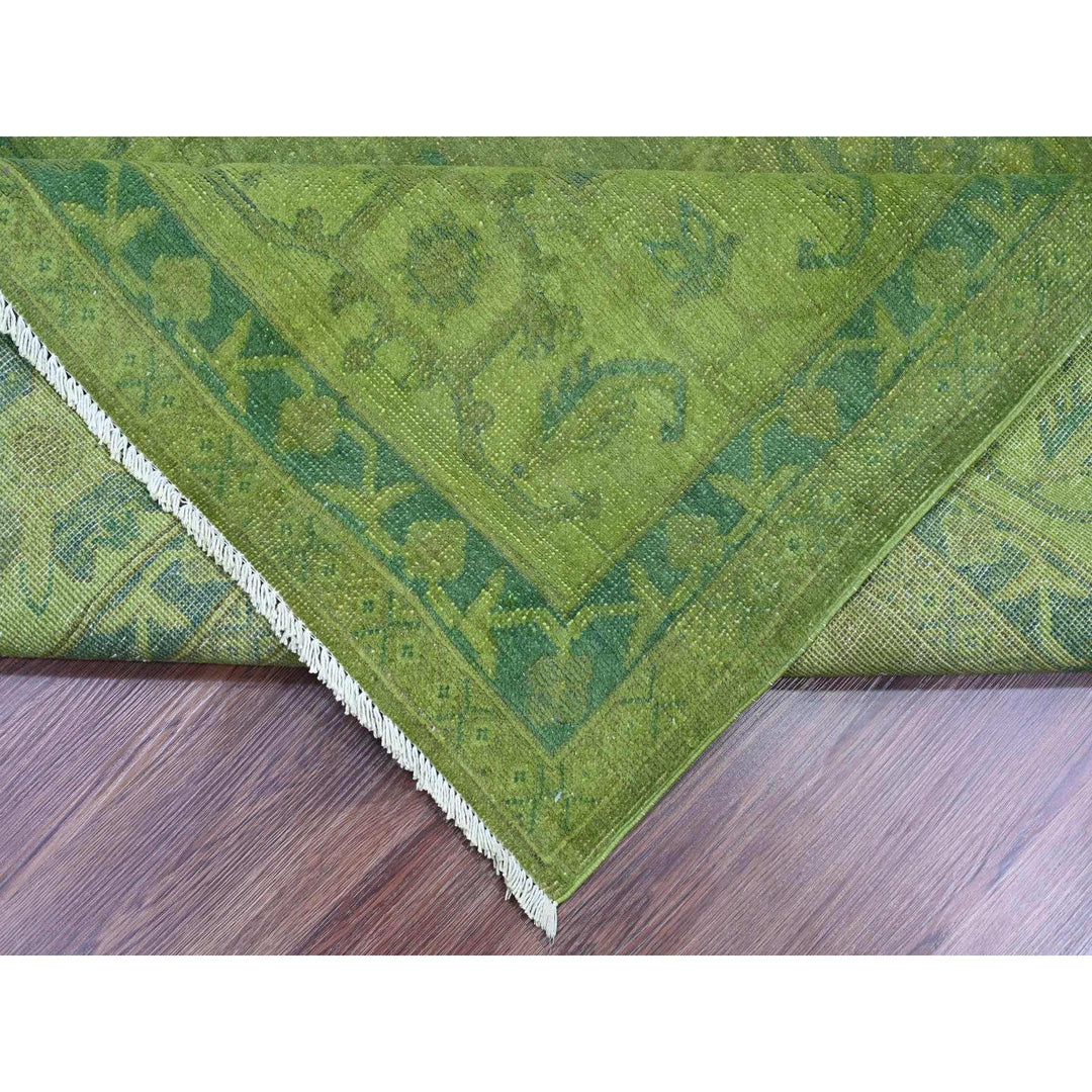 7'11" x 9'6" New Hand Knotted Green Wool Rectangle Oriental Rug - MOA10220403