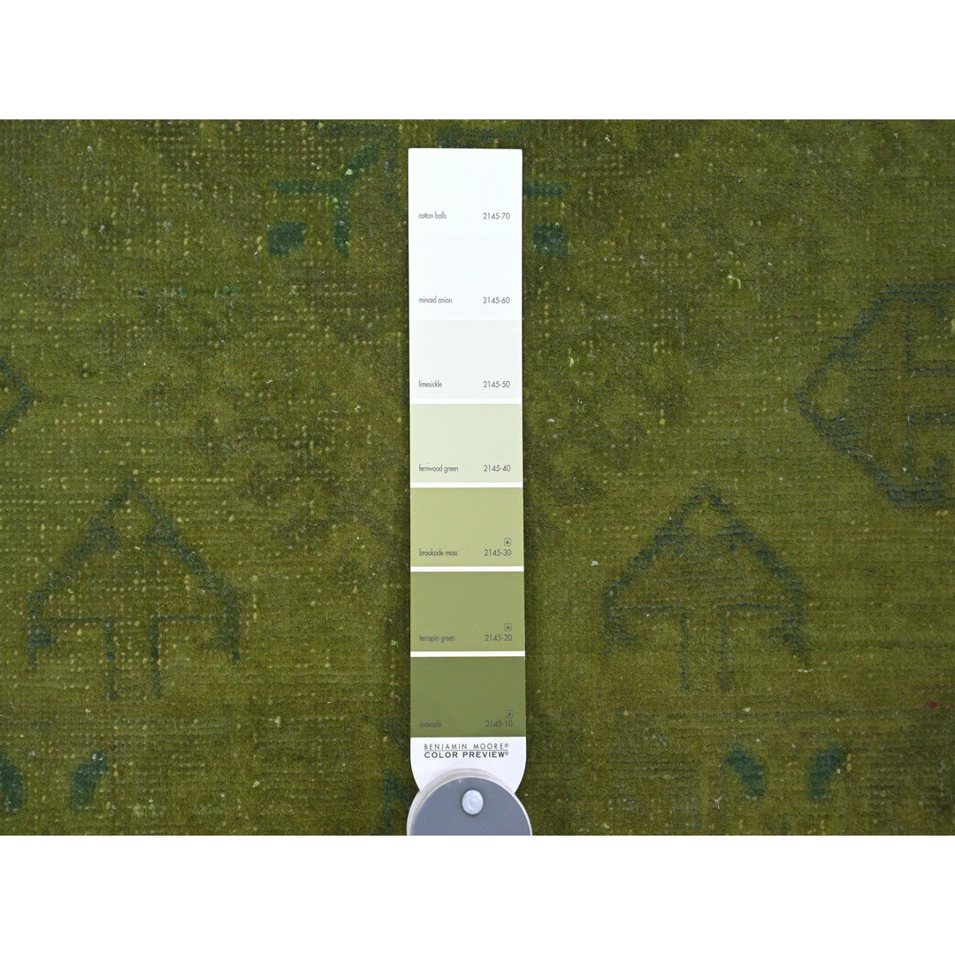 7'11" x 9'6" New Hand Knotted Green Wool Rectangle Oriental Rug - MOA10220403