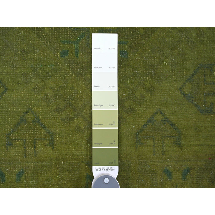 7'11" x 9'6" New Hand Knotted Green Wool Rectangle Oriental Rug - MOA10220403