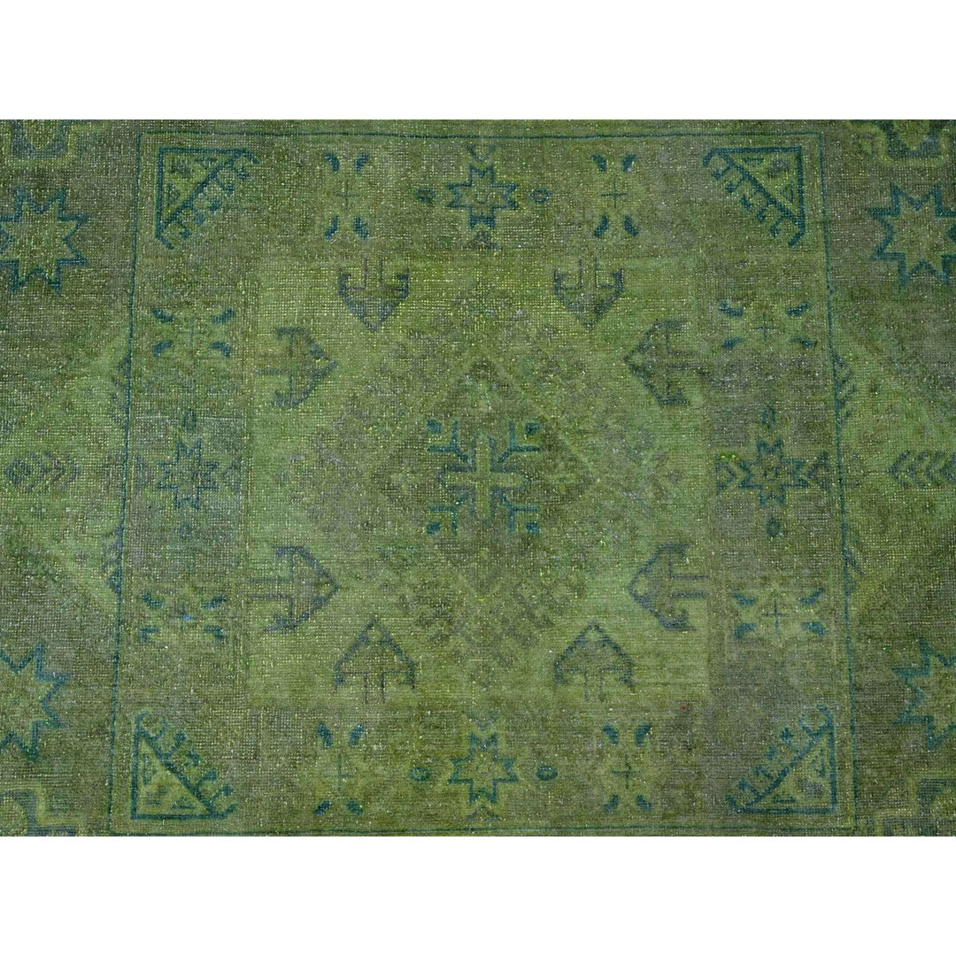 7'11" x 9'6" New Hand Knotted Green Wool Rectangle Oriental Rug - MOA10220403