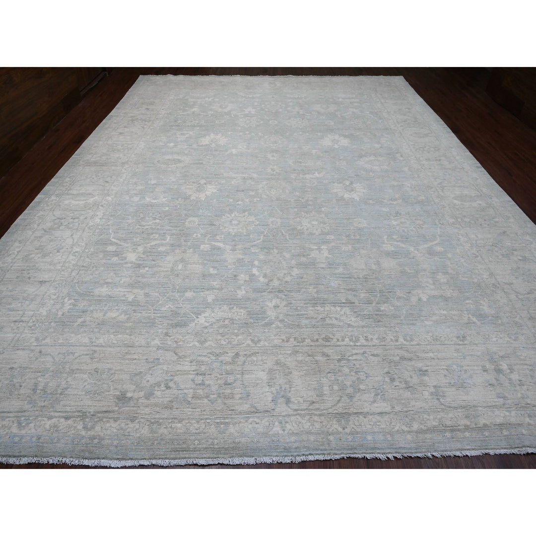12'0" x 15'4" New Hand Knotted Grey Wool Rectangle Oriental Rug - MOA10220405