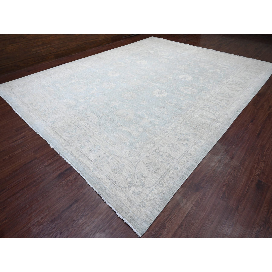 12'0" x 15'4" New Hand Knotted Grey Wool Rectangle Oriental Rug - MOA10220405
