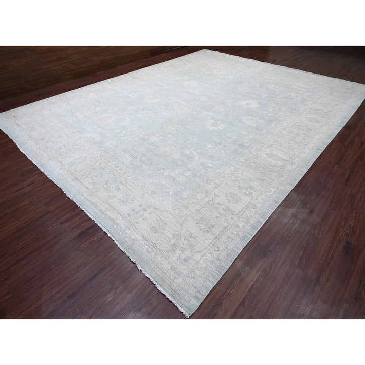 12'0" x 15'4" New Hand Knotted Grey Wool Rectangle Oriental Rug - MOA10220405