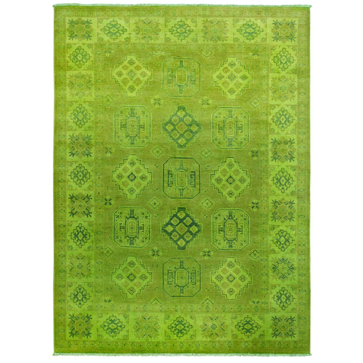 6'0" x 8'2" New Hand Knotted Green Wool Rectangle Oriental Rug - MOA10220443