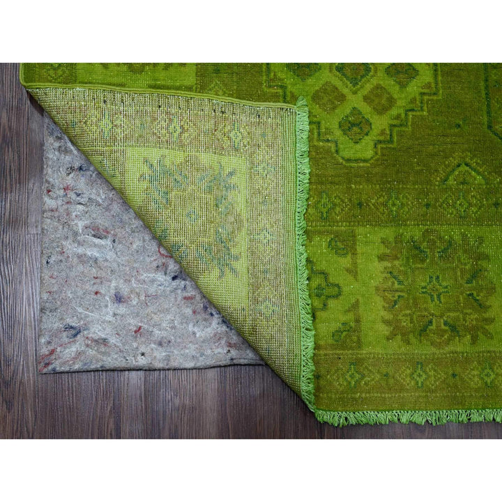 6'0" x 8'2" New Hand Knotted Green Wool Rectangle Oriental Rug - MOA10220443