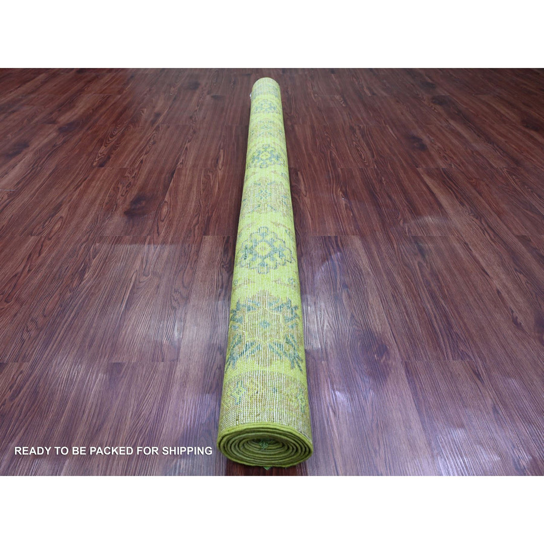 6'0" x 8'2" New Hand Knotted Green Wool Rectangle Oriental Rug - MOA10220443