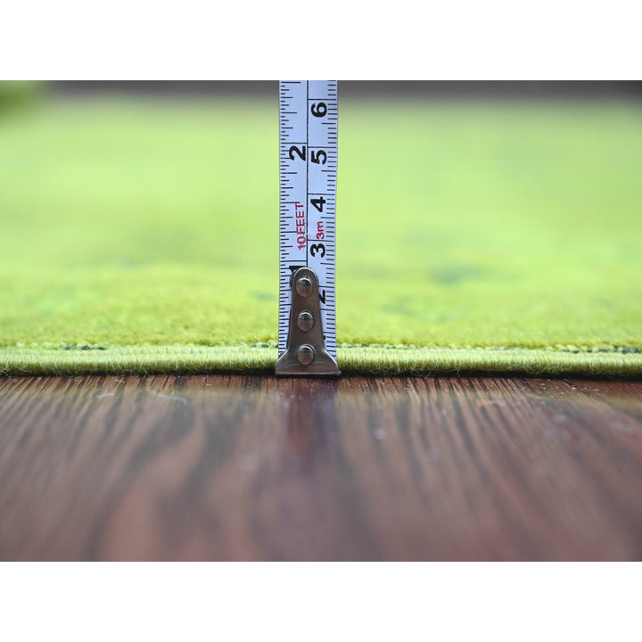 6'0" x 8'2" New Hand Knotted Green Wool Rectangle Oriental Rug - MOA10220443