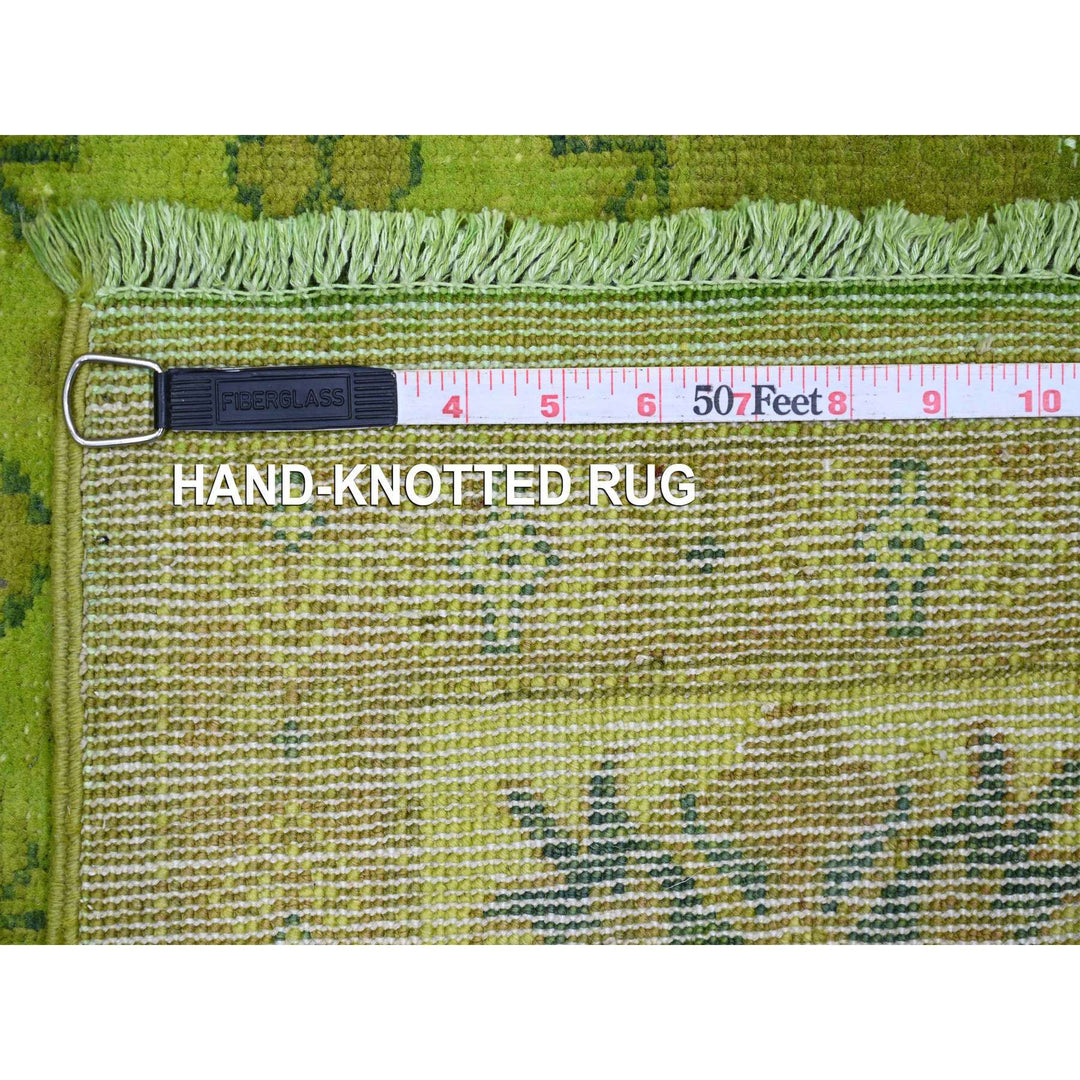 6'0" x 8'2" New Hand Knotted Green Wool Rectangle Oriental Rug - MOA10220443