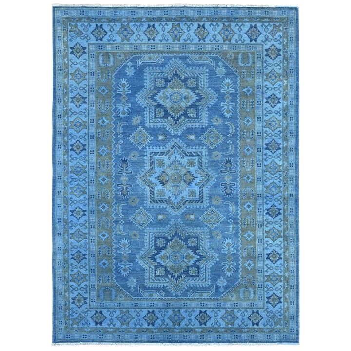 6'2" x 8'5" New Hand Knotted Blue Wool Rectangle Oriental Rug - MOA10220445