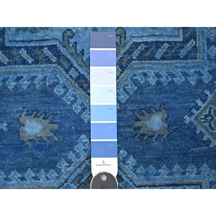 6'2" x 8'5" New Hand Knotted Blue Wool Rectangle Oriental Rug - MOA10220445