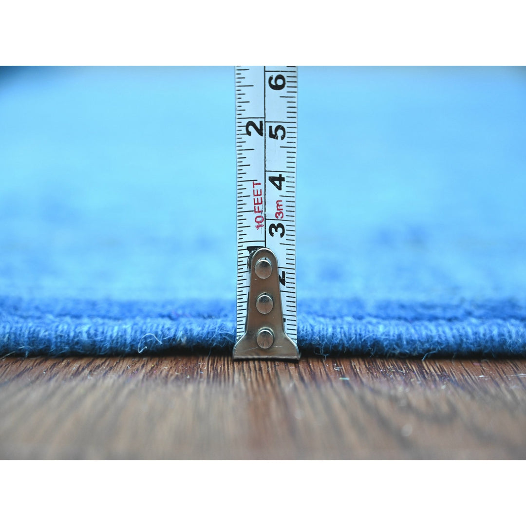 6'2" x 8'5" New Hand Knotted Blue Wool Rectangle Oriental Rug - MOA10220445