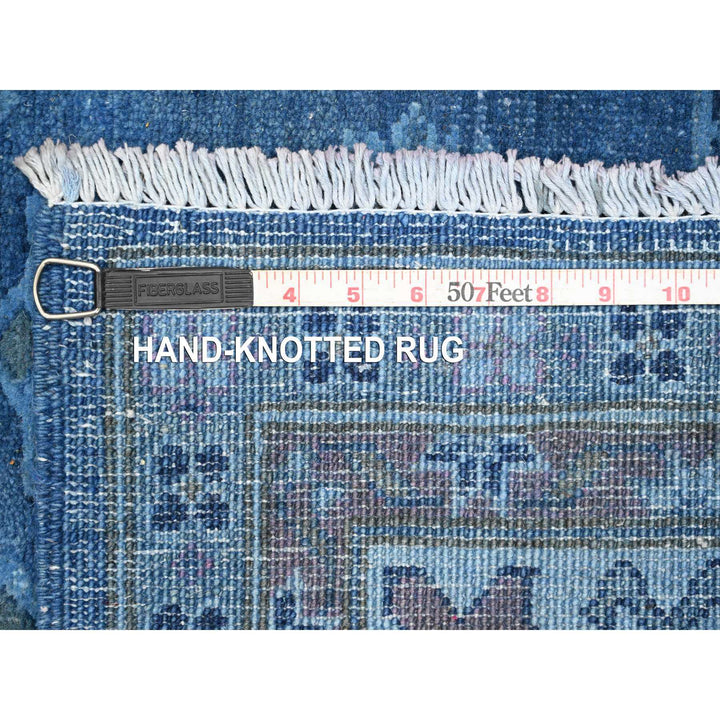 6'2" x 8'5" New Hand Knotted Blue Wool Rectangle Oriental Rug - MOA10220445