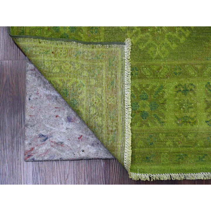 4'10" x 6'9" New Hand Knotted Green Wool Rectangle Oriental Rug - MOA10220446