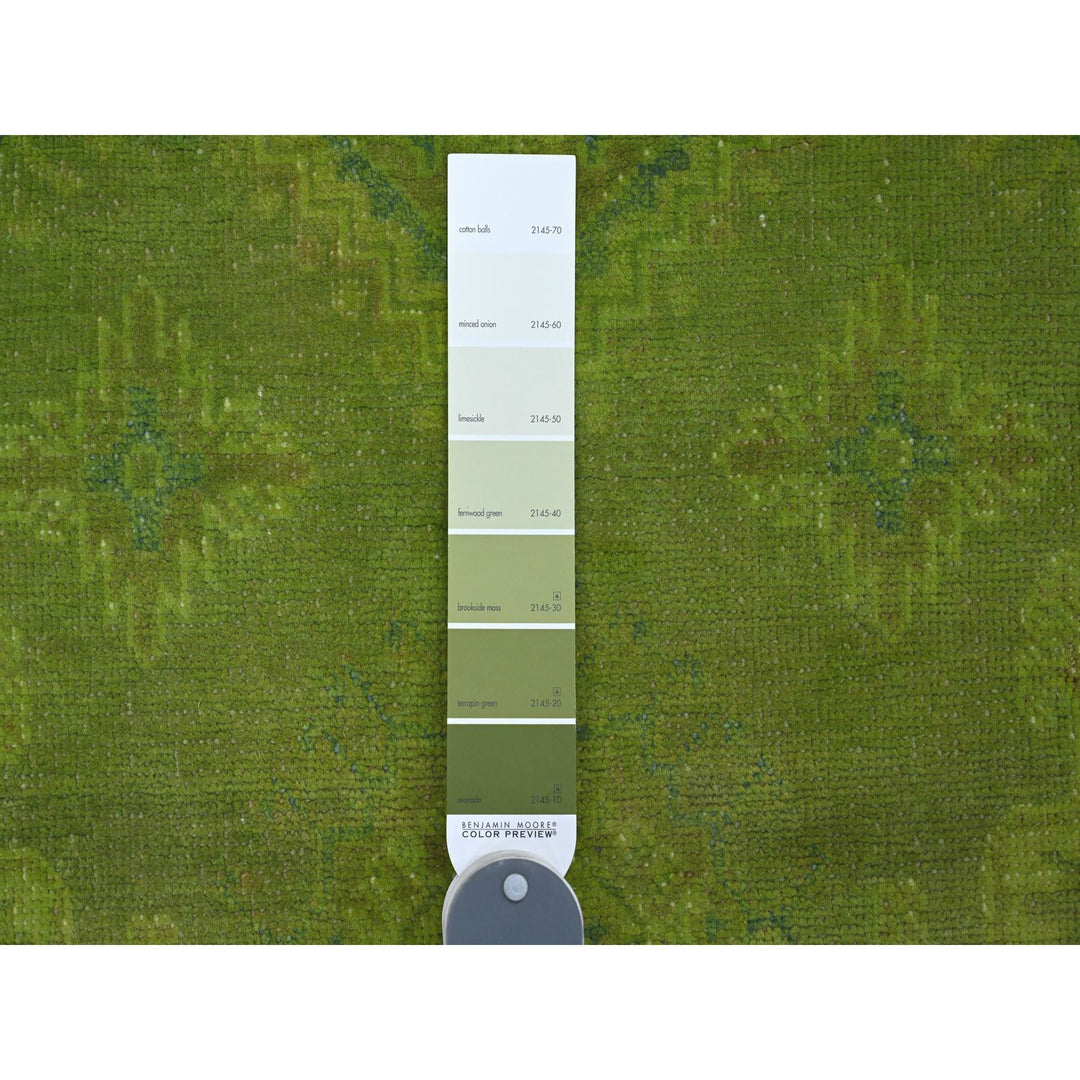 4'10" x 6'9" New Hand Knotted Green Wool Rectangle Oriental Rug - MOA10220446