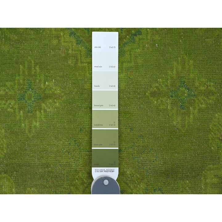 4'10" x 6'9" New Hand Knotted Green Wool Rectangle Oriental Rug - MOA10220446