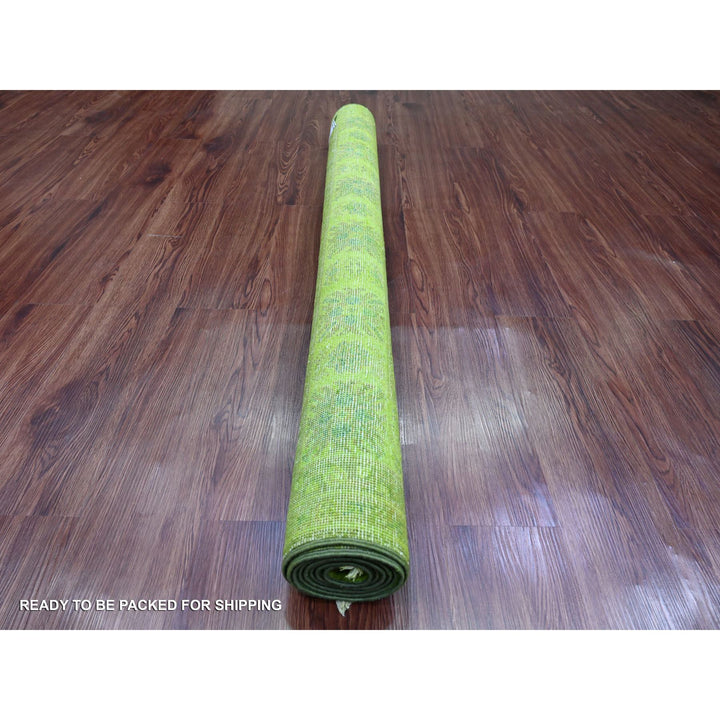 4'10" x 6'9" New Hand Knotted Green Wool Rectangle Oriental Rug - MOA10220446