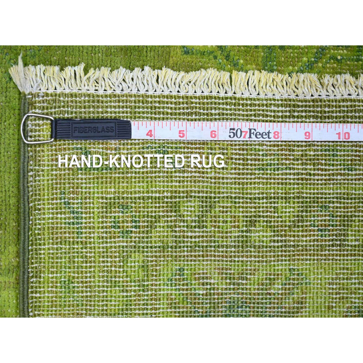 4'10" x 6'9" New Hand Knotted Green Wool Rectangle Oriental Rug - MOA10220446