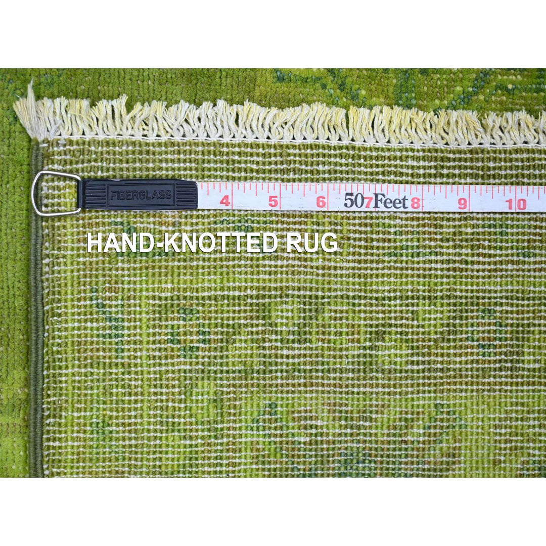 4'10" x 6'9" New Hand Knotted Green Wool Rectangle Oriental Rug - MOA10220446