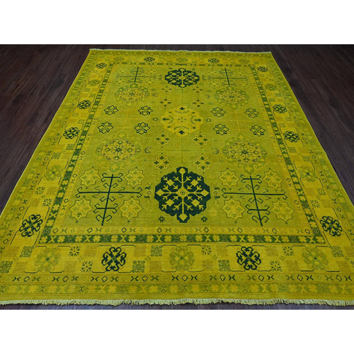 8'1" x 9'5" New Hand Knotted Yellow Wool Rectangle Oriental Rug - MOA10220448