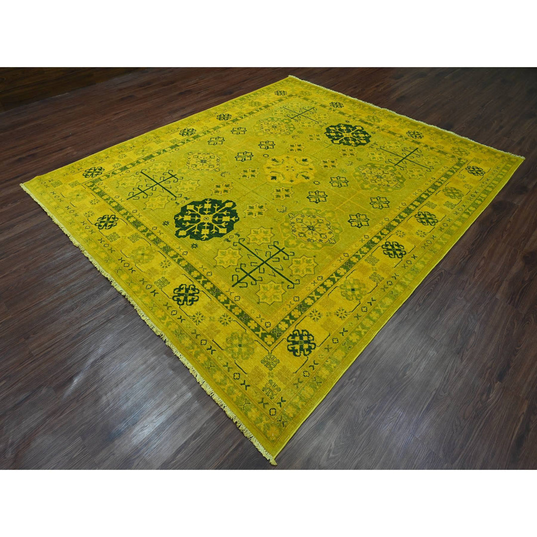 8'1" x 9'5" New Hand Knotted Yellow Wool Rectangle Oriental Rug - MOA10220448