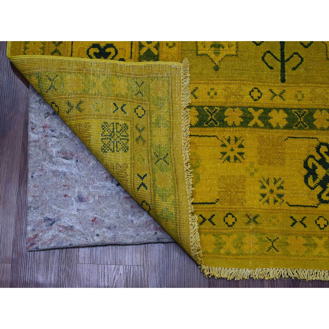 8'1" x 9'5" New Hand Knotted Yellow Wool Rectangle Oriental Rug - MOA10220448