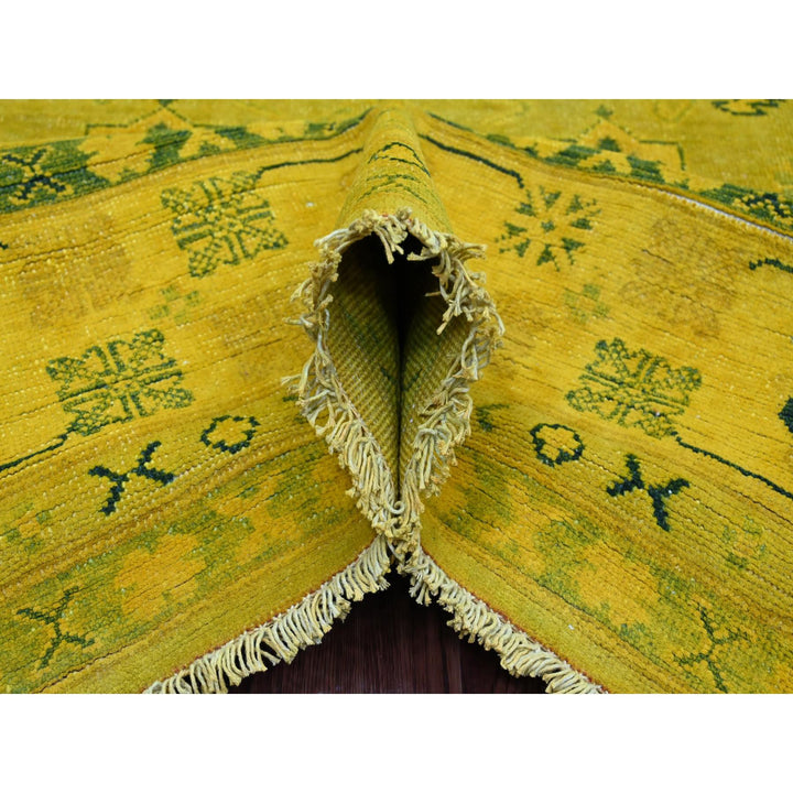 8'1" x 9'5" New Hand Knotted Yellow Wool Rectangle Oriental Rug - MOA10220448