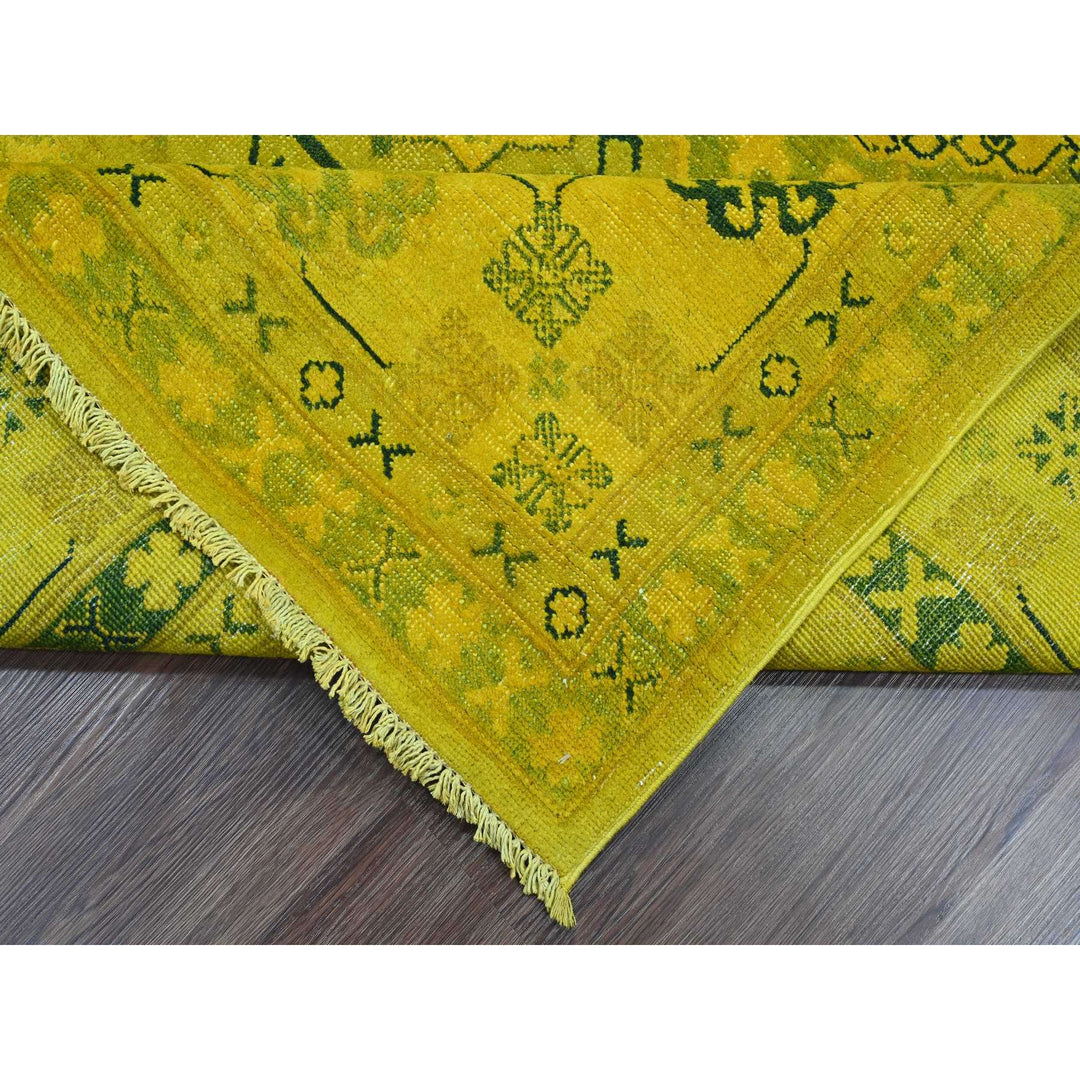 8'1" x 9'5" New Hand Knotted Yellow Wool Rectangle Oriental Rug - MOA10220448