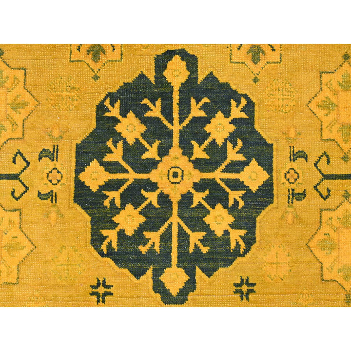 8'1" x 9'5" New Hand Knotted Yellow Wool Rectangle Oriental Rug - MOA10220448