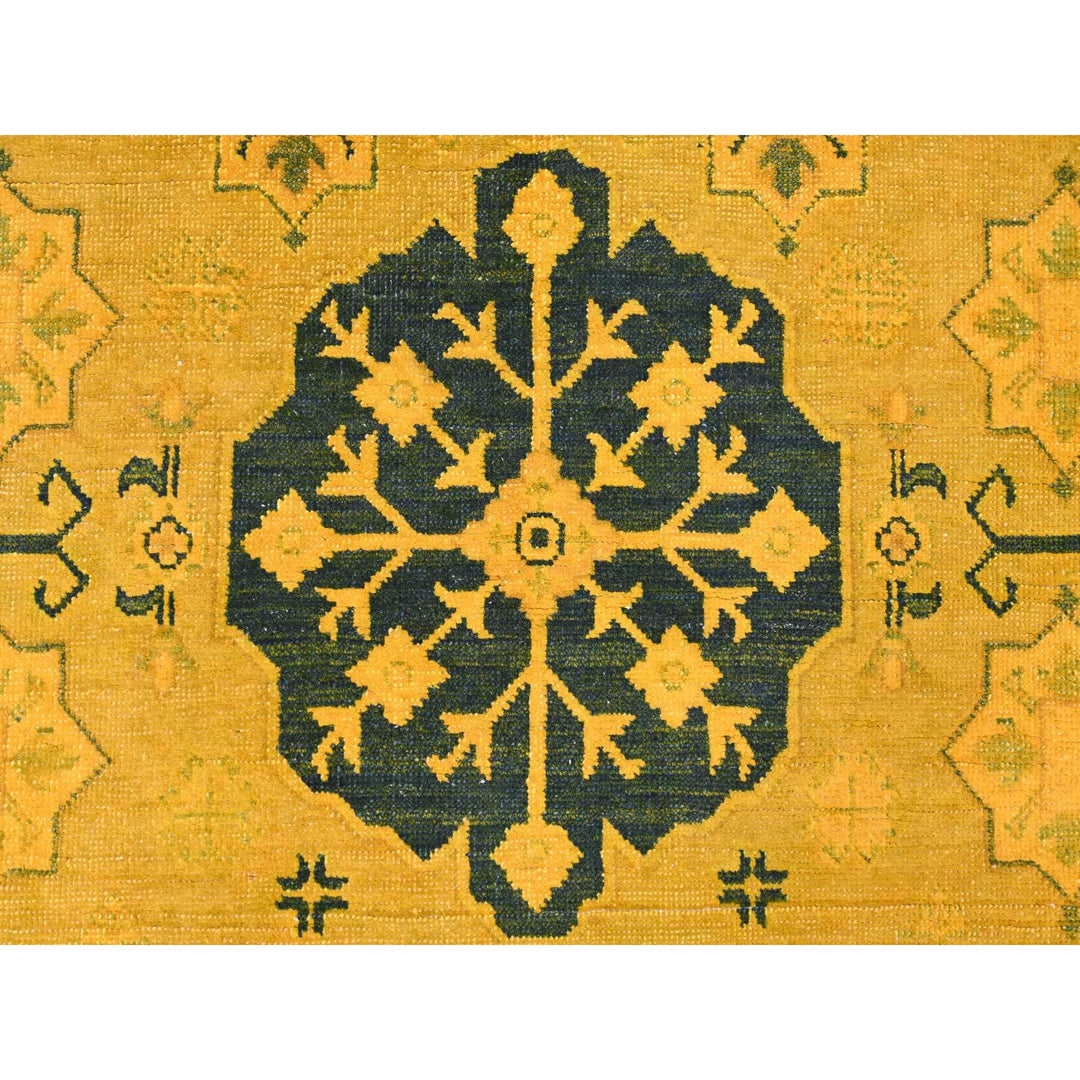 8'1" x 9'5" New Hand Knotted Yellow Wool Rectangle Oriental Rug - MOA10220448