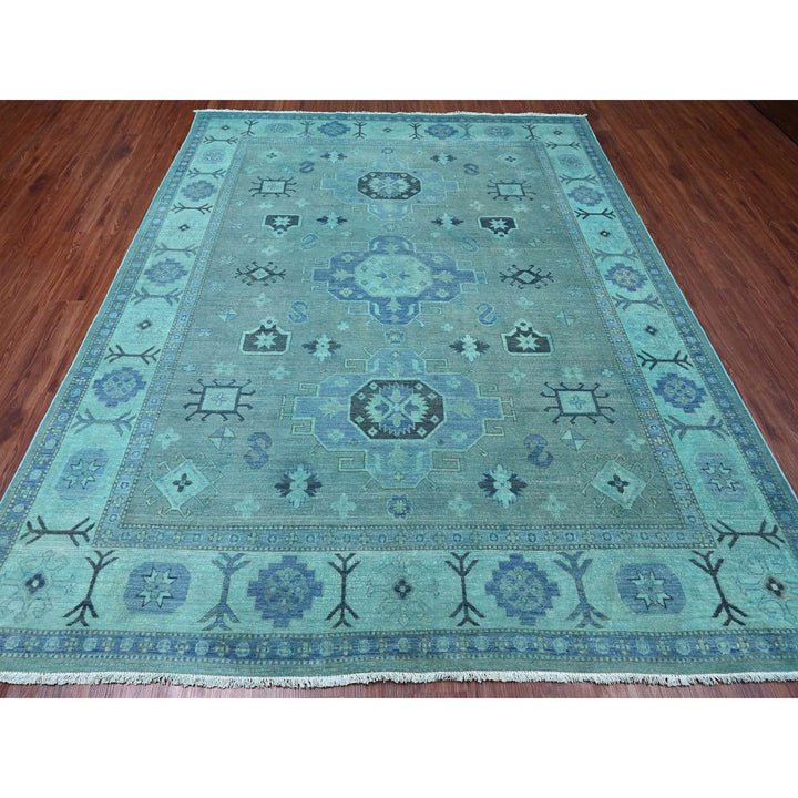 7'9" x 9'6" New Hand Knotted Blue Wool Rectangle Oriental Rug - MOA10220449