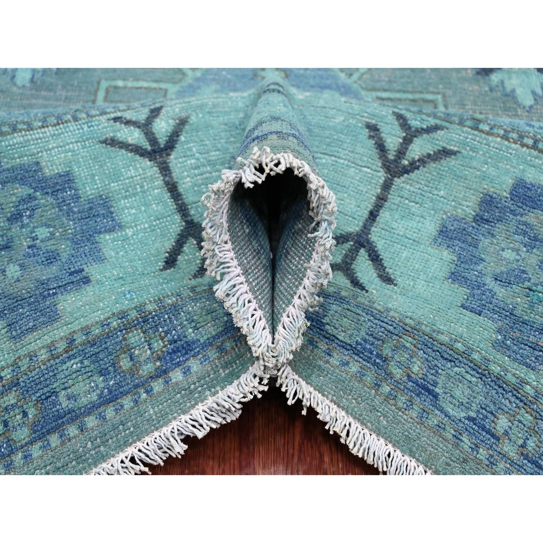 7'9" x 9'6" New Hand Knotted Blue Wool Rectangle Oriental Rug - MOA10220449