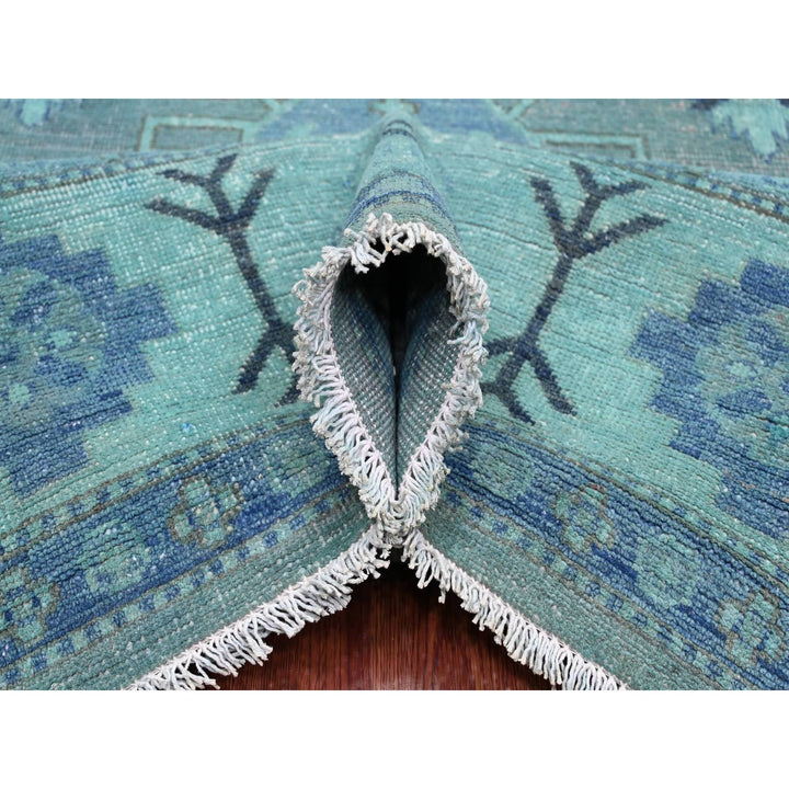 7'9" x 9'6" New Hand Knotted Blue Wool Rectangle Oriental Rug - MOA10220449