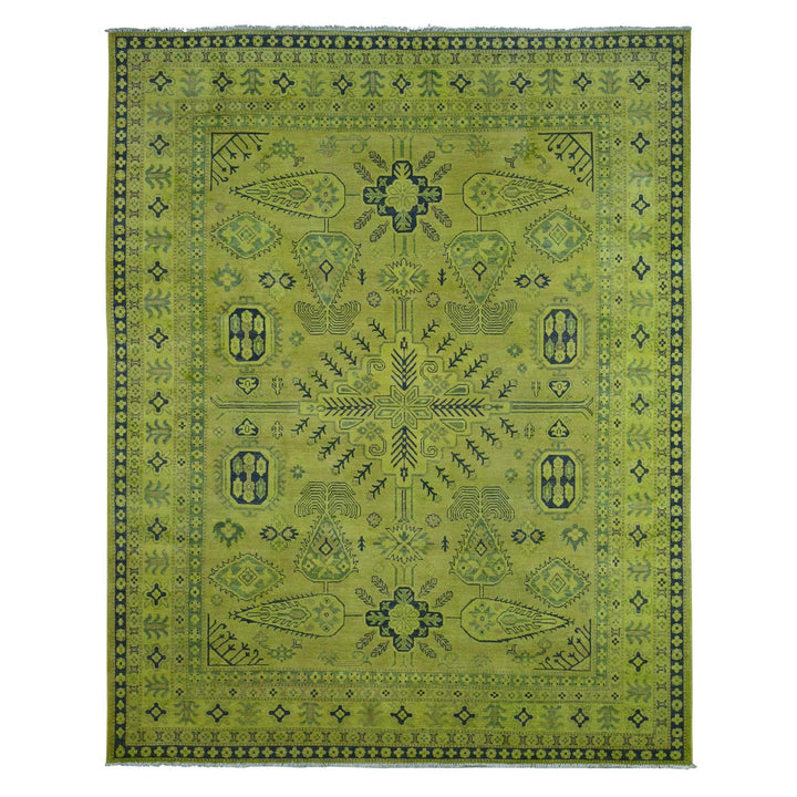 7'9" x 9'8" New Hand Knotted Green Wool Rectangle Oriental Rug - MOA10220450