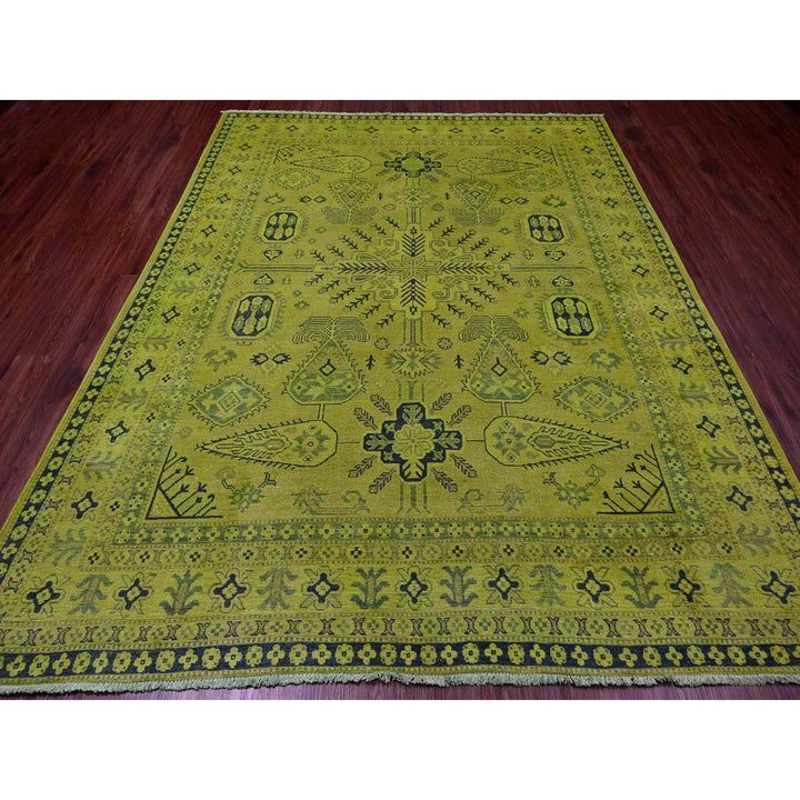 7'9" x 9'8" New Hand Knotted Green Wool Rectangle Oriental Rug - MOA10220450