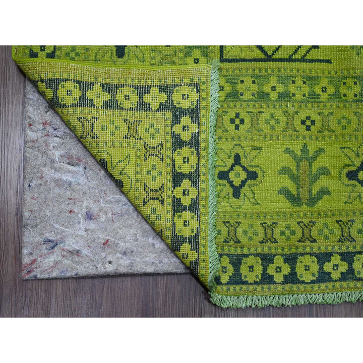 7'9" x 9'8" New Hand Knotted Green Wool Rectangle Oriental Rug - MOA10220450