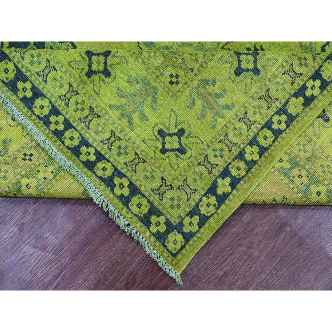 7'9" x 9'8" New Hand Knotted Green Wool Rectangle Oriental Rug - MOA10220450