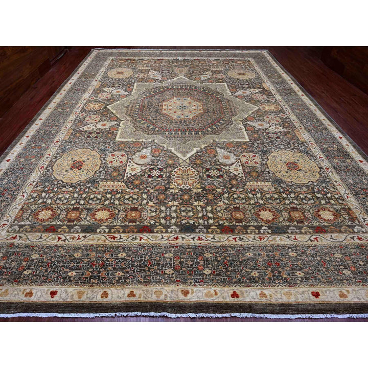 12'2" x 16'0" New Hand Knotted Brown Wool Rectangle Oriental Rug - MOA10220452