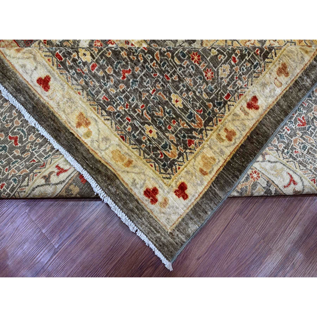 12'2" x 16'0" New Hand Knotted Brown Wool Rectangle Oriental Rug - MOA10220452