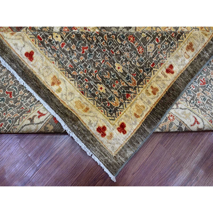 12'2" x 16'0" New Hand Knotted Brown Wool Rectangle Oriental Rug - MOA10220452