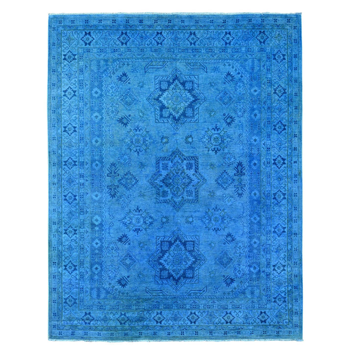 7'11" x 10'0" New Hand Knotted Blue Wool Rectangle Oriental Rug - MOA10220527