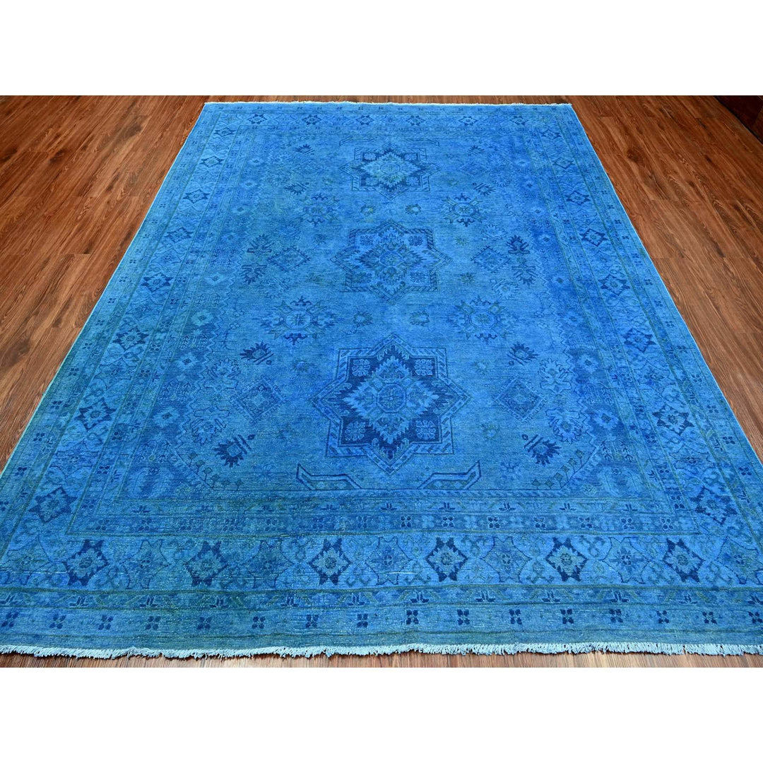 7'11" x 10'0" New Hand Knotted Blue Wool Rectangle Oriental Rug - MOA10220527