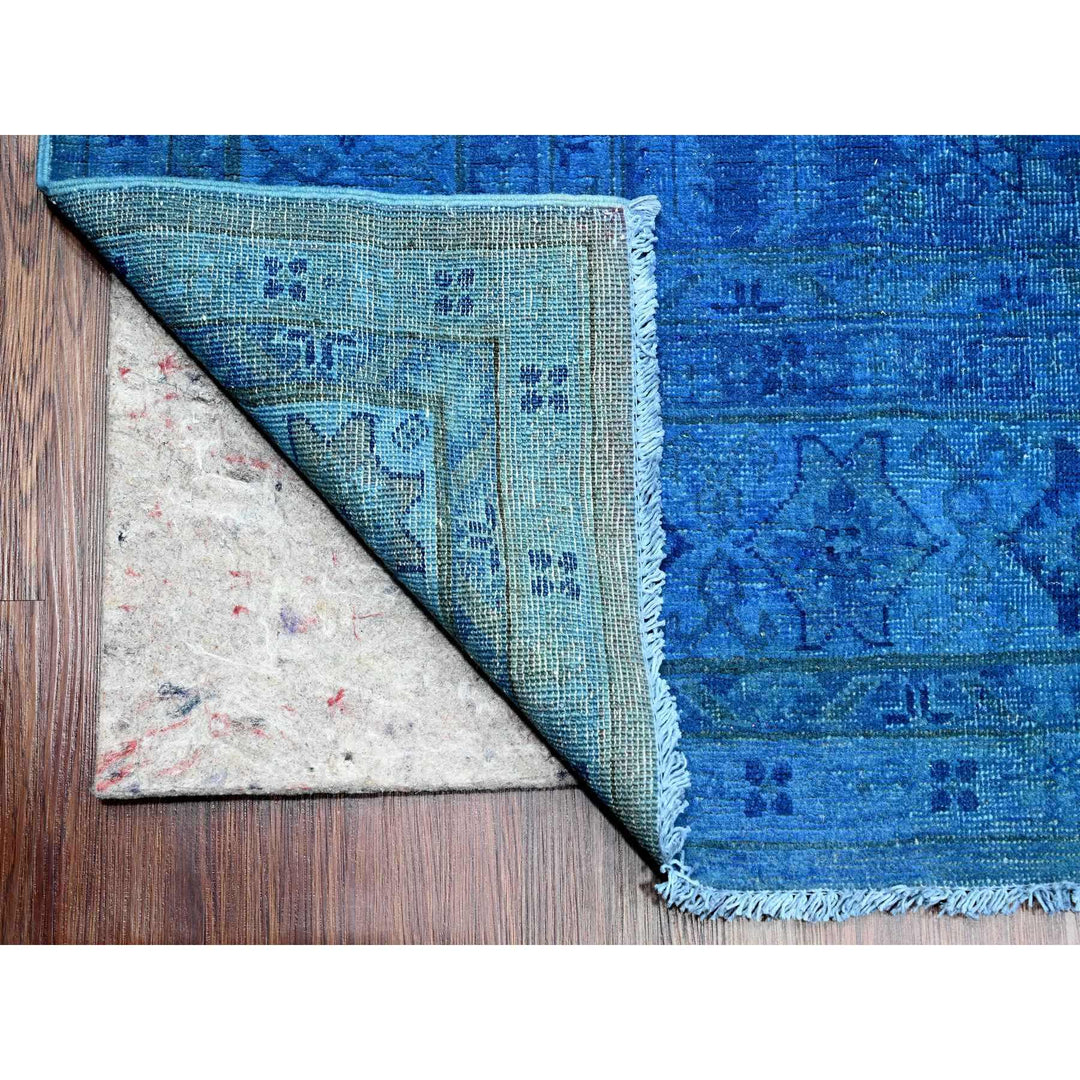 7'11" x 10'0" New Hand Knotted Blue Wool Rectangle Oriental Rug - MOA10220527
