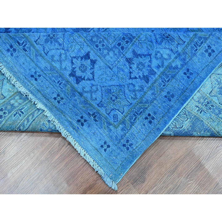 7'11" x 10'0" New Hand Knotted Blue Wool Rectangle Oriental Rug - MOA10220527