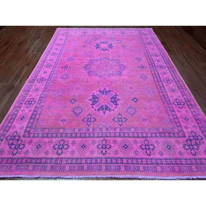 8'6" x 11'4" New Hand Knotted Pink Wool Rectangle Oriental Rug - MOA10220528