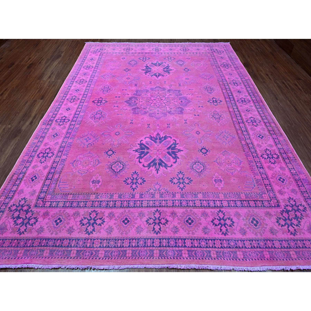 8'6" x 11'4" New Hand Knotted Pink Wool Rectangle Oriental Rug - MOA10220528