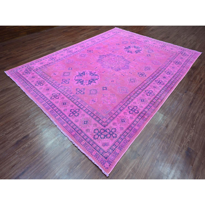 8'6" x 11'4" New Hand Knotted Pink Wool Rectangle Oriental Rug - MOA10220528